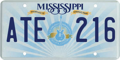 MS license plate ATE216