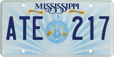 MS license plate ATE217