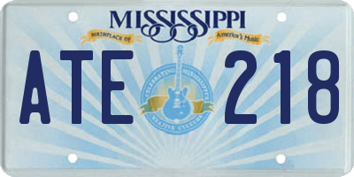 MS license plate ATE218