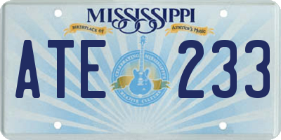 MS license plate ATE233
