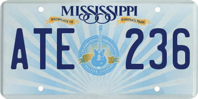MS license plate ATE236