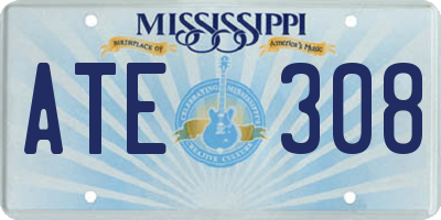 MS license plate ATE308