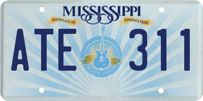MS license plate ATE311