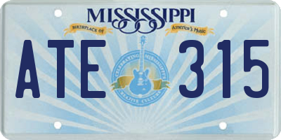 MS license plate ATE315