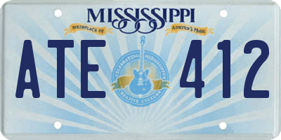 MS license plate ATE412