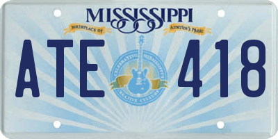 MS license plate ATE418