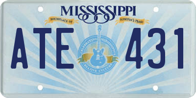 MS license plate ATE431