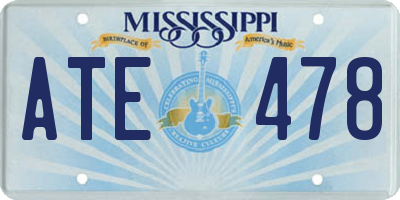 MS license plate ATE478