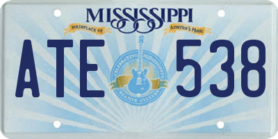 MS license plate ATE538