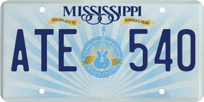 MS license plate ATE540
