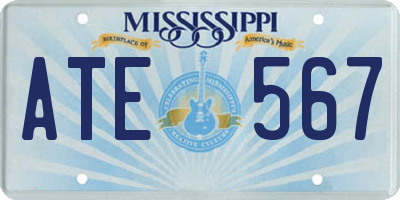MS license plate ATE567