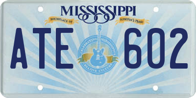 MS license plate ATE602