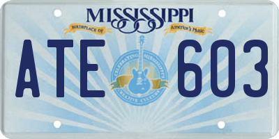 MS license plate ATE603