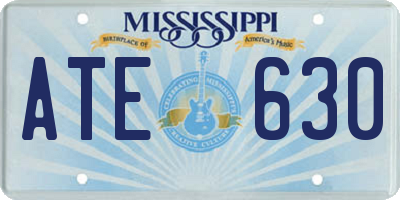 MS license plate ATE630