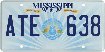 MS license plate ATE638