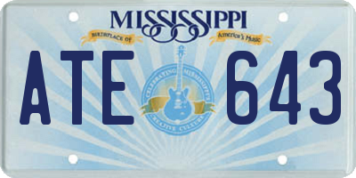 MS license plate ATE643