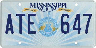 MS license plate ATE647