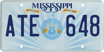 MS license plate ATE648