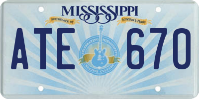 MS license plate ATE670