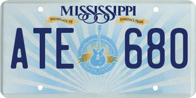 MS license plate ATE680