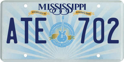 MS license plate ATE702