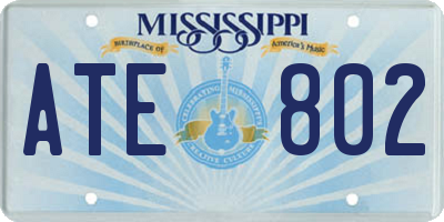 MS license plate ATE802