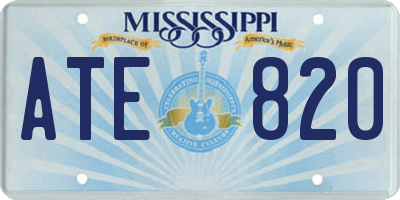 MS license plate ATE820