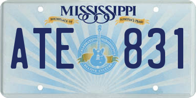 MS license plate ATE831