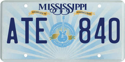 MS license plate ATE840