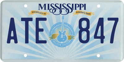 MS license plate ATE847