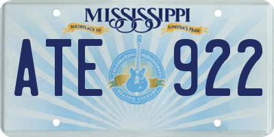 MS license plate ATE922
