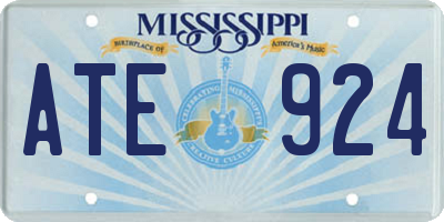 MS license plate ATE924