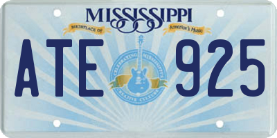 MS license plate ATE925