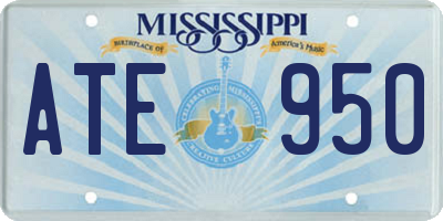 MS license plate ATE950