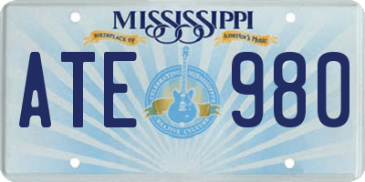 MS license plate ATE980