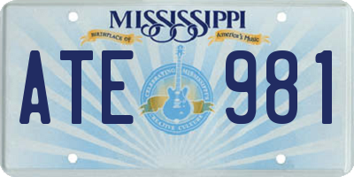 MS license plate ATE981