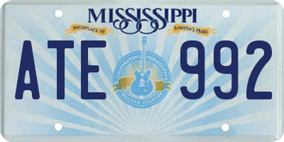 MS license plate ATE992