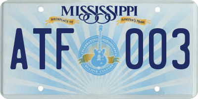MS license plate ATF003
