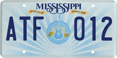 MS license plate ATF012