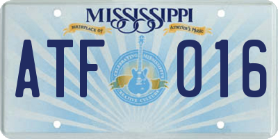 MS license plate ATF016