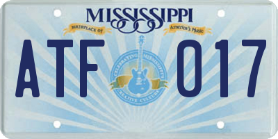 MS license plate ATF017