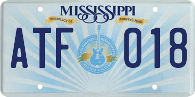 MS license plate ATF018
