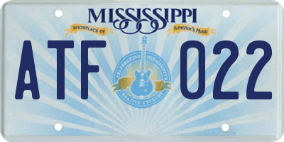 MS license plate ATF022