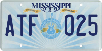 MS license plate ATF025