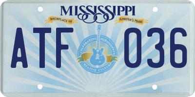 MS license plate ATF036