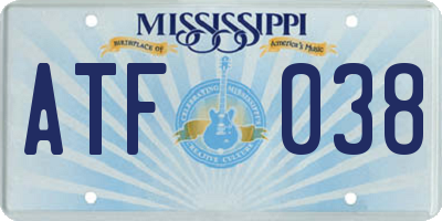 MS license plate ATF038