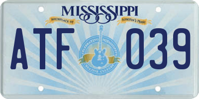 MS license plate ATF039