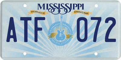 MS license plate ATF072