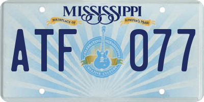 MS license plate ATF077