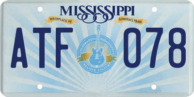 MS license plate ATF078